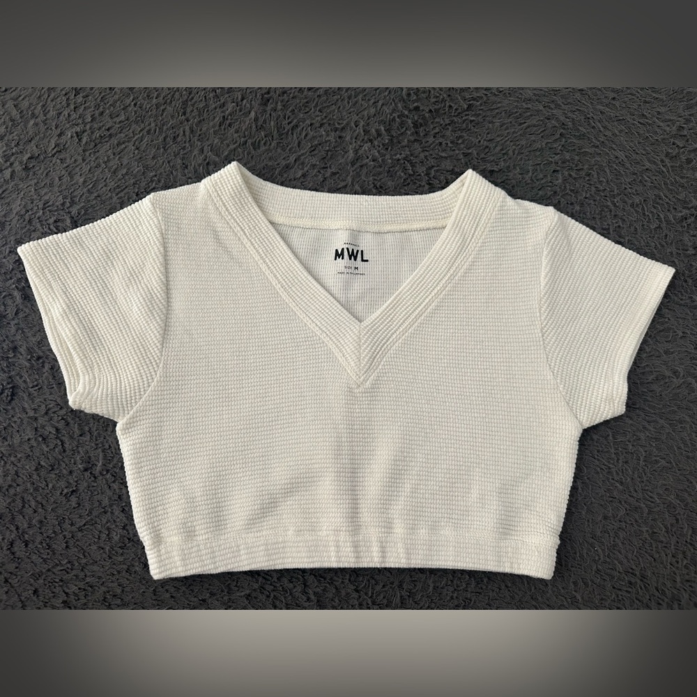 Madewell Cropped V-neck Tee Textured Size Medium